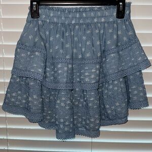Never worn Aerie light blue and white mostly cotton mini skirt
